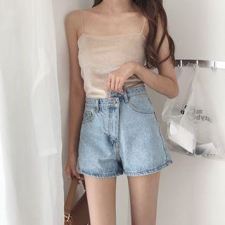 Asymmetrical Denim Shorts