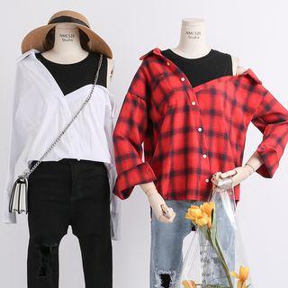 Dip-back Mock Two-piece Shirt