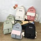 Bear Charm Lettering Cotton Backpack