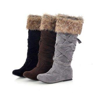 Furry-trim Tall Snow Boots