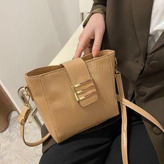 Croc Grain Patent Bucket Bag