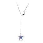 925 Sterling Silver Simple And Fashion Star Moon Necklace With Austrian Element Crystal Silver - One Size