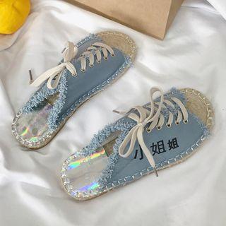 Peep Toe Lace-up Flat Sandals