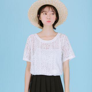 Set: Chiffon Short-sleeve Top + Camisole