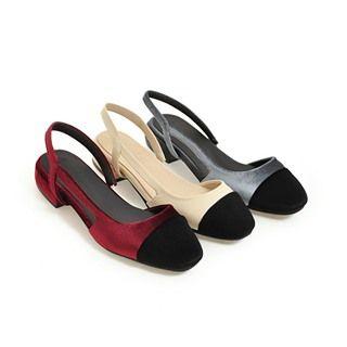 Color-block Block-heel Sandals