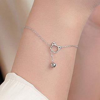 Sterling Silver Hollow Cat Bracelet 1 Pc - Silver - One Size