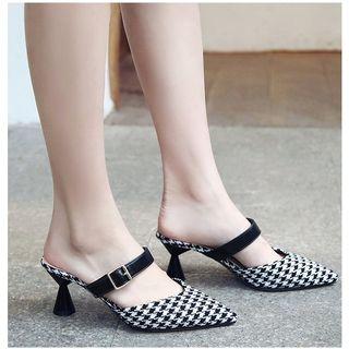 Plaid Heel Slide Sandals