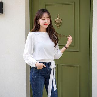 Round-neck Tie-hem Top