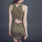 Halter Cutout-back Mini Bodycon Dress