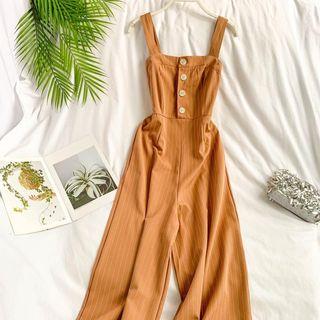 Pinstriped Wide-leg Jumpsuit