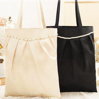 Faux Pearl Accent Tote Bag