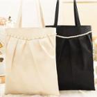 Faux Pearl Accent Tote Bag