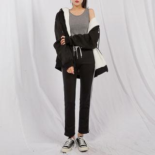 Contrast-trim Colored Brushed-fleece Lined Sweatpants