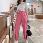 Lettering Cropped T-shirt / Cargo Jogger Pants / Set