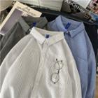 Long Sleeve Pinstripe Pocket Front Shirt
