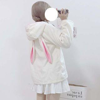 Rabbit Ear Double Breasted Jacket White - One Size