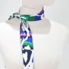 Camouflage & Patterned Narrow Scarf Hair Tie Blue - One Size