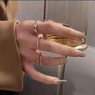 Set Of 3: Alloy Ring (assorted Designs) Set Of 3 - Gold - One Size