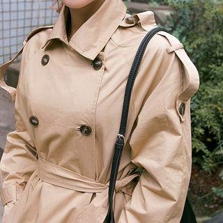 Epaulet Double-breasted Long Trench Coat