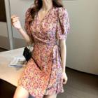 Short-sleeve Floral Print Mini Dress / Camisole