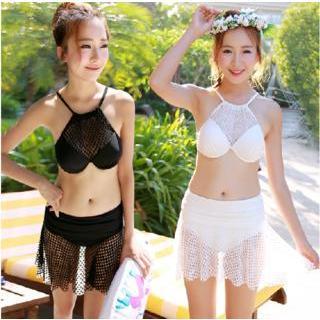 Halter Mesh Panel Bikini