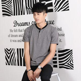 Panel Short-sleeve Henley T-shirt