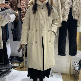 Fleece-lined Double-breasted Padded Coat