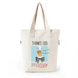 Duck Print Canvas Shopper Bag