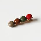 Bead Hair Clip 01 - 1pc - Red & Dark Green & Coffee - One Size