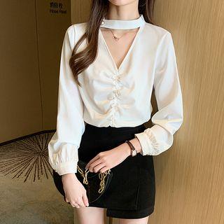 Cutout Shirred Blouse