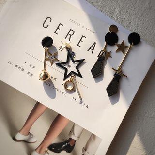 Faux Leather Metal Ball Earrings