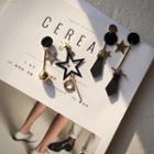 Faux Leather Metal Ball Earrings