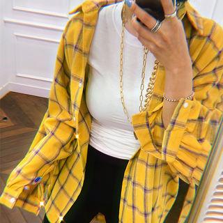 Brushed-fleece Oversized Checked Shirt