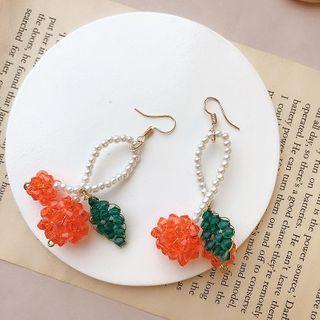 Faux Pearl Faux Crystal Cherry Dangle Earring 1 Pair - As Shown In Figure - One Size
