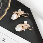 Rhinestone Rose Dangle Earring 1 Pair - Gold - One Size