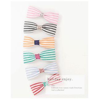 Set Of 6: Stripe Bow Hair Clip