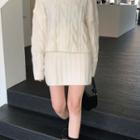 Cable Sweater & Rib Miniskirt Knit Set