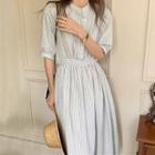 Short-sleeve Round Neck Stripe Maxi Dress