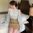 Cutout Blouse / Mini Skirt