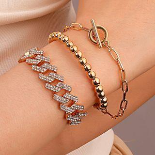 Set Of 3: Rhinestone / Alloy Bracelet (various Designs)