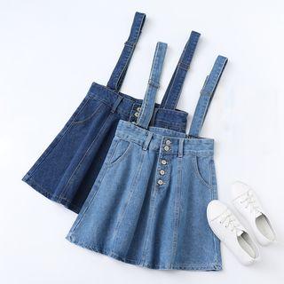 Suspender Mini Denim Skirt