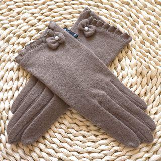 Plain Bow Accent Touchscreen Gloves