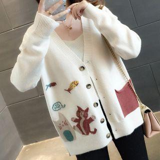 Jacquard Buttoned Cardigan