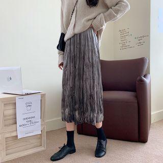 High-waist Velvet Ruched A-line Skirt