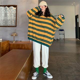 Striped Hoodie / Straight-cut Pants