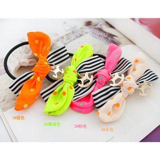 Dotted & Striped Knot Wooden Horse Hair Tie