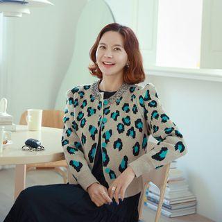 Rhinestone Leopard Cardigan