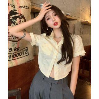 Details Asymmetrical Crop Shirt