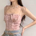 Lace-up Mesh Camisole Top