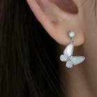 925 Sterling Silver Butterfly Dangle Earring 1 Pair - Butterfly - Silver - One Size
